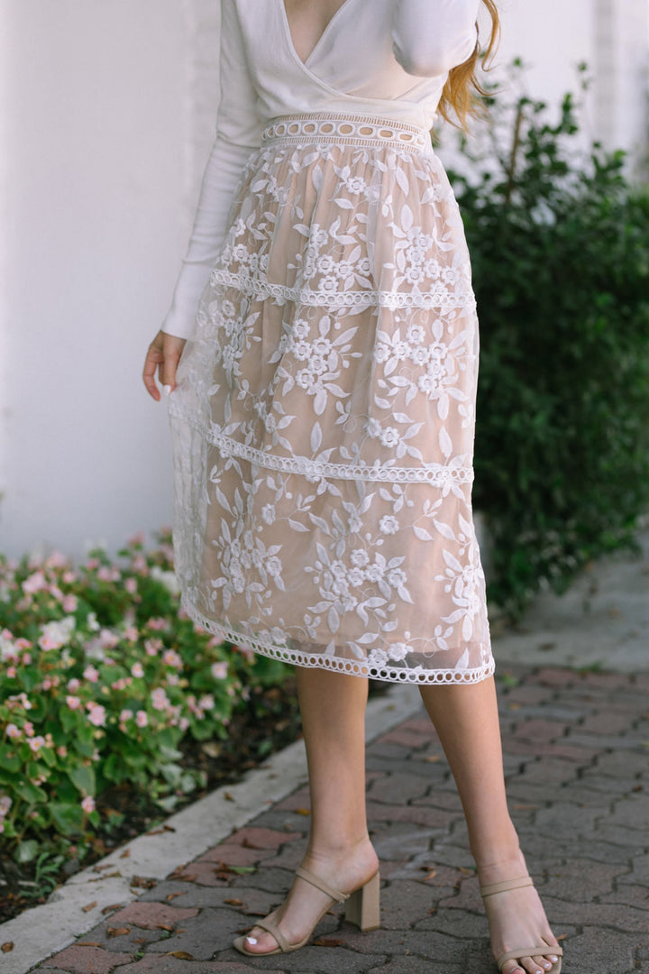 Selene Embroidered Midi Skirt