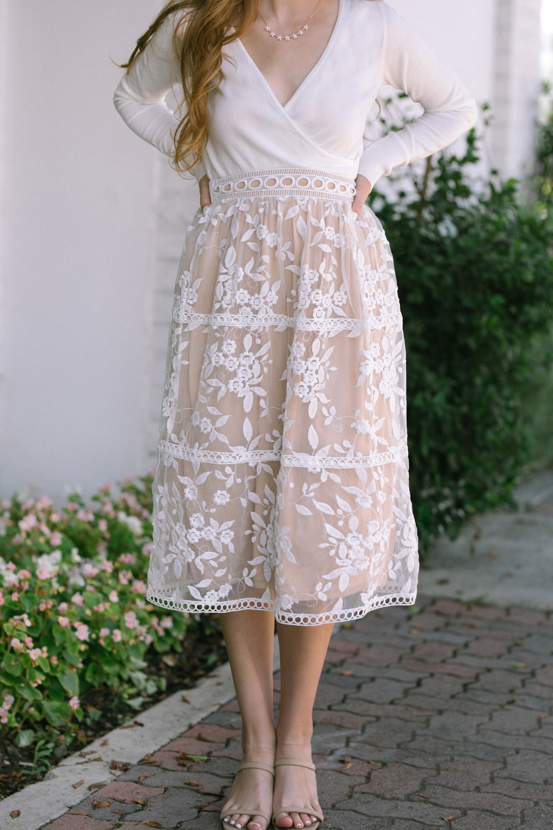Selene Embroidered Midi Skirt