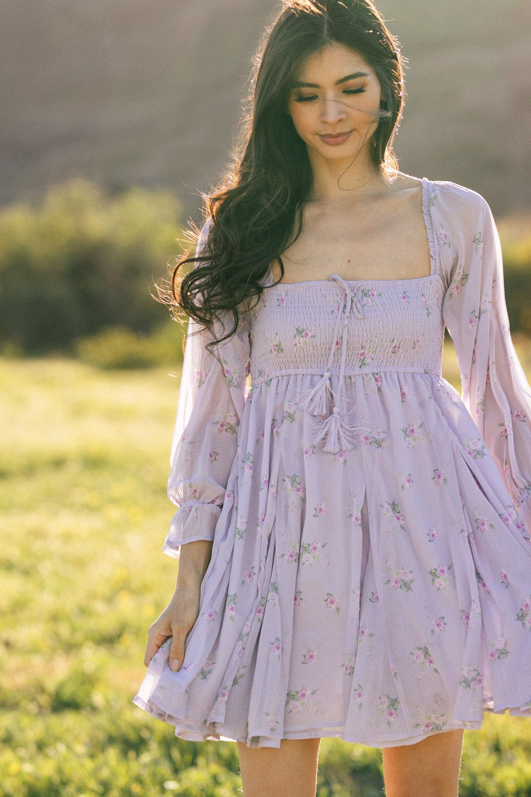 Silvie Puff Sleeve Mini Dress Dresses Storia Lavender-Floral X-Small