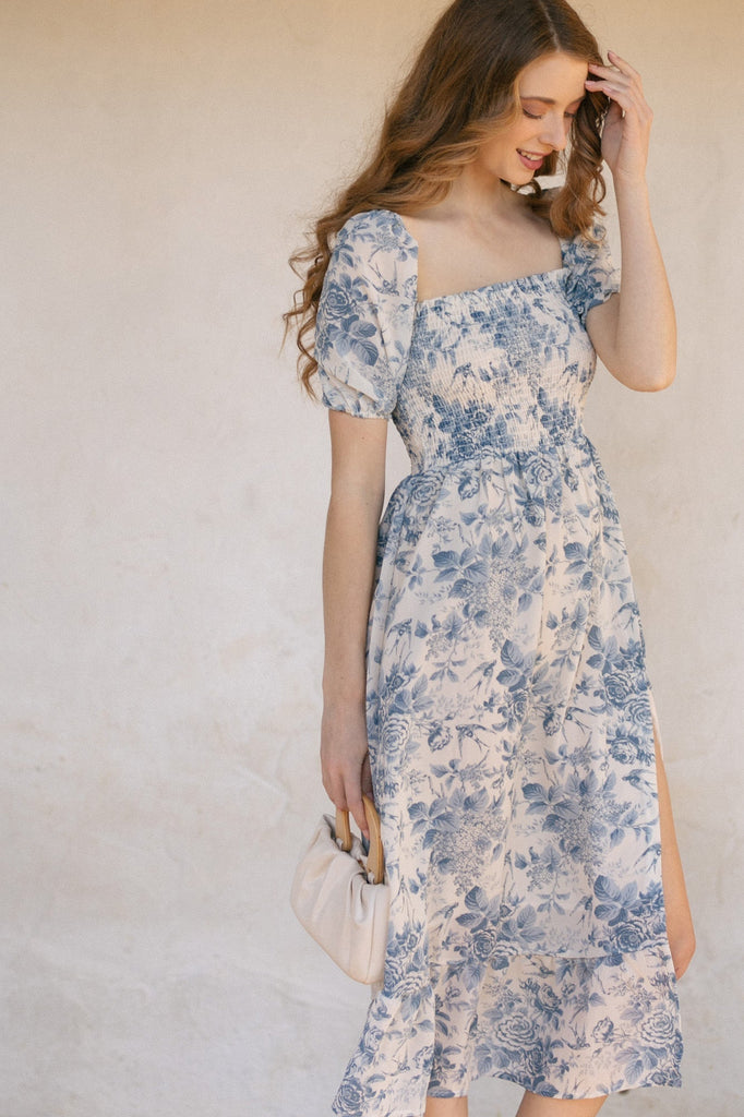 Smocked Midi Dress - Zoey - Morning Lavender Online Boutique Blue / Small by Morning Lavender Smocked Midi Dress - Zoey - Morning Lavender Online Boutique Blue / Small by Morning Lavender