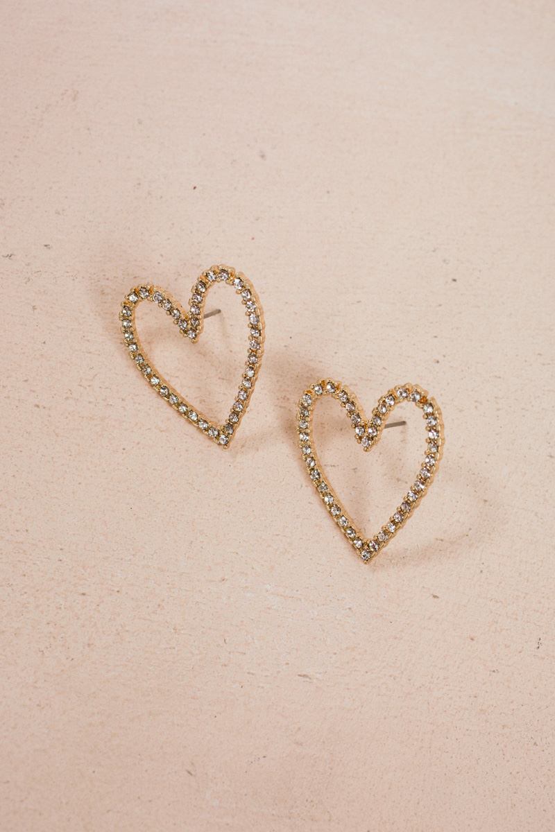 Aimee Heart Crystal Post Earrings Earrings Fame Crystal 