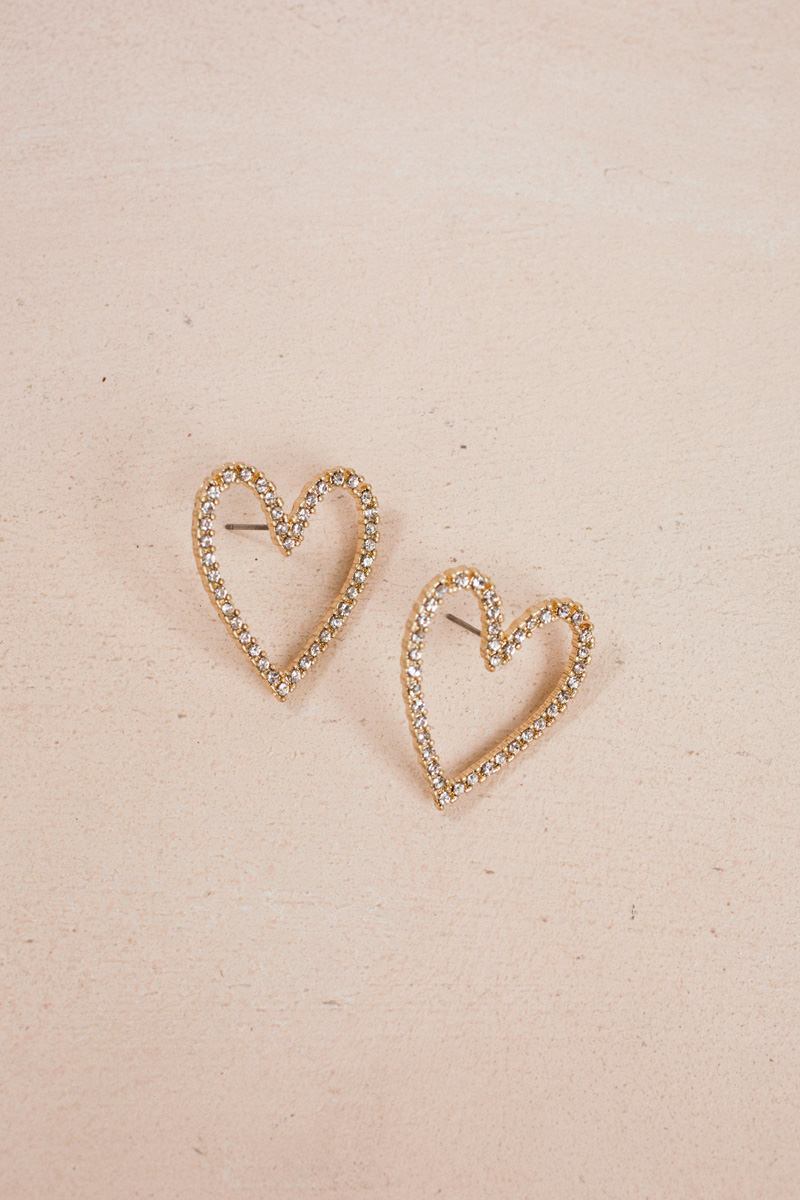 Aimee Heart Crystal Post Earrings Earrings Fame 
