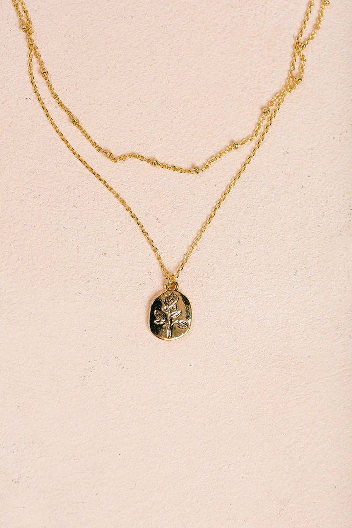 Justine Floral Pendent Necklace Necklaces Fame Gold 