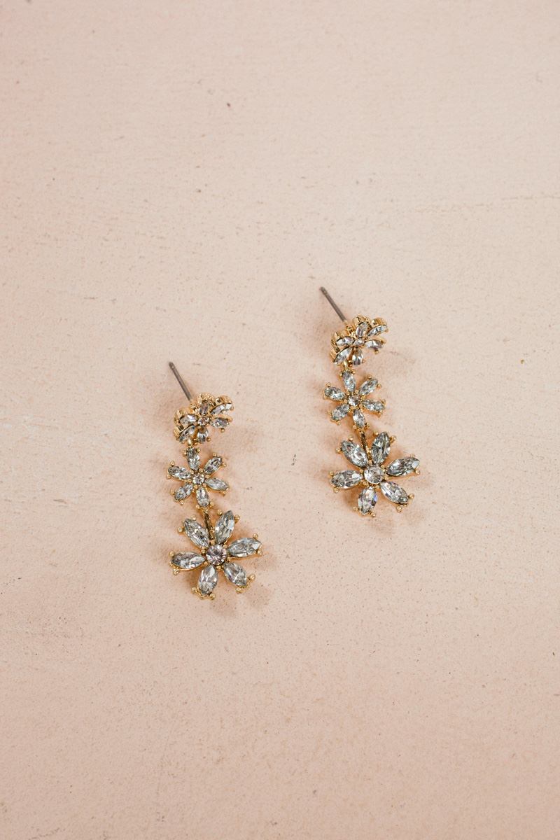 Samantha Flower Crystal Drop Earrings Earrings Fame 