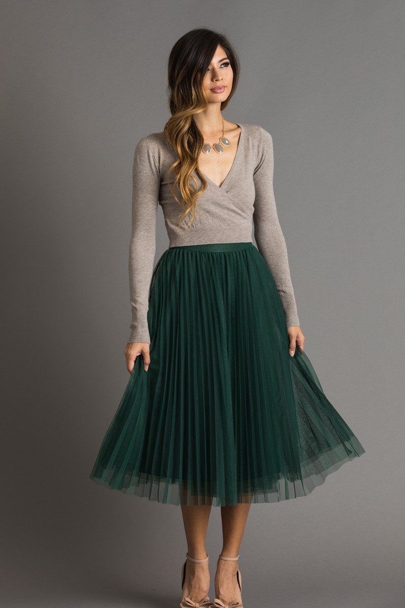 Tulle Midi Skirt Pleated in Green - Vienna - Morning Lavender Online Boutique Green / XXL by Morning Lavender Tulle Midi Skirt Pleated in Green - Vienna - Morning Lavender Online Boutique Green / XXL by Morning Lavender