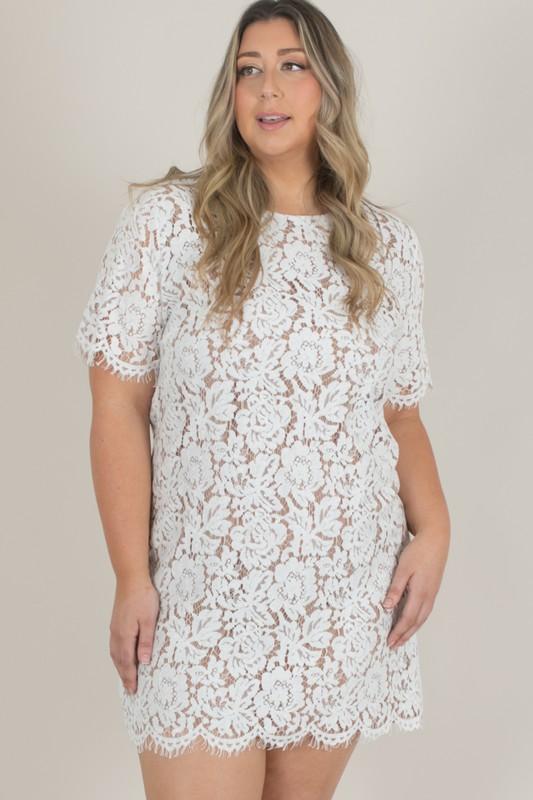 Evie Lace Shift Dress Dresses Space 46 White XL 
