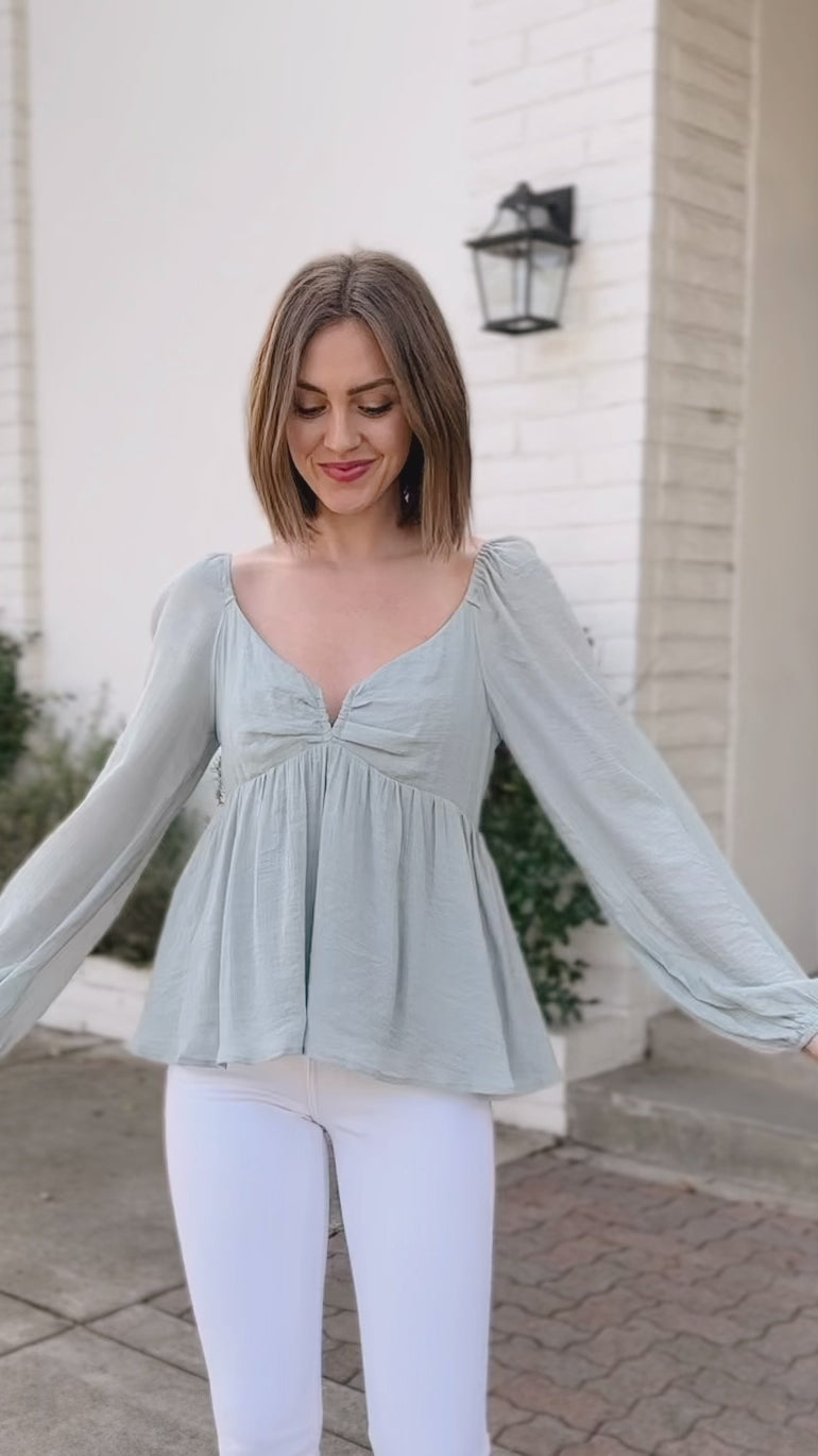Birdie Notched Babydoll Blouse