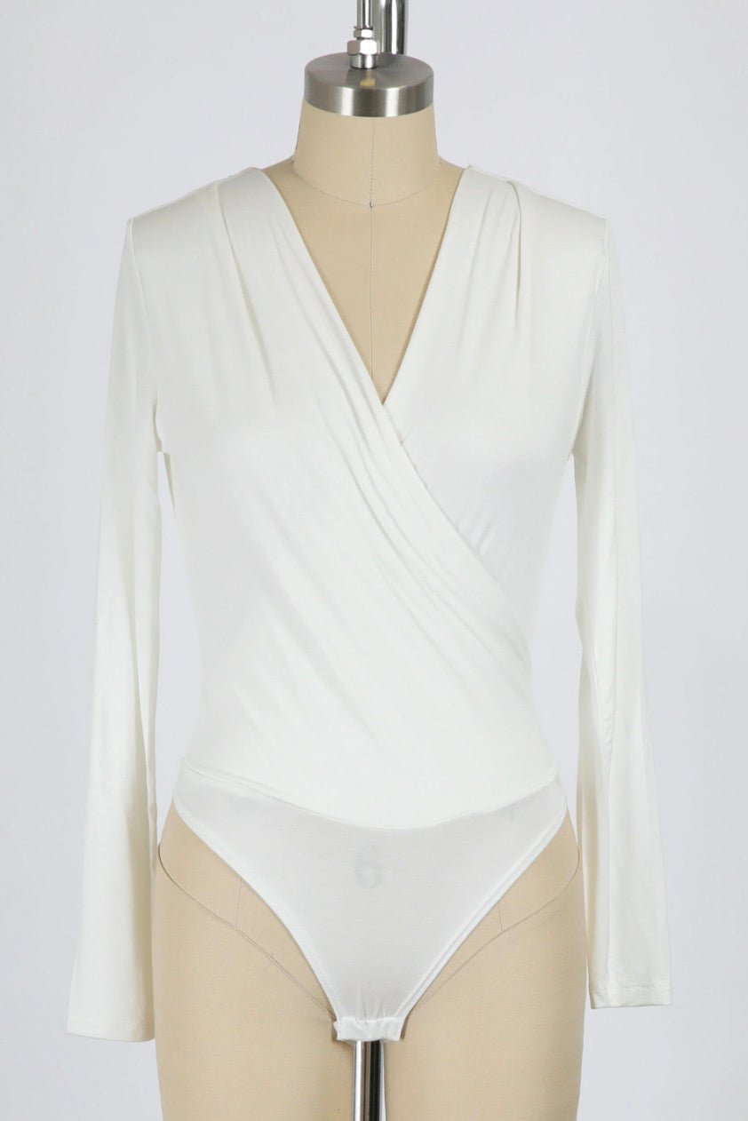 White Floral Print Bodysuit - Surplice Bodysuit - Tie-Strap Top - Lulus