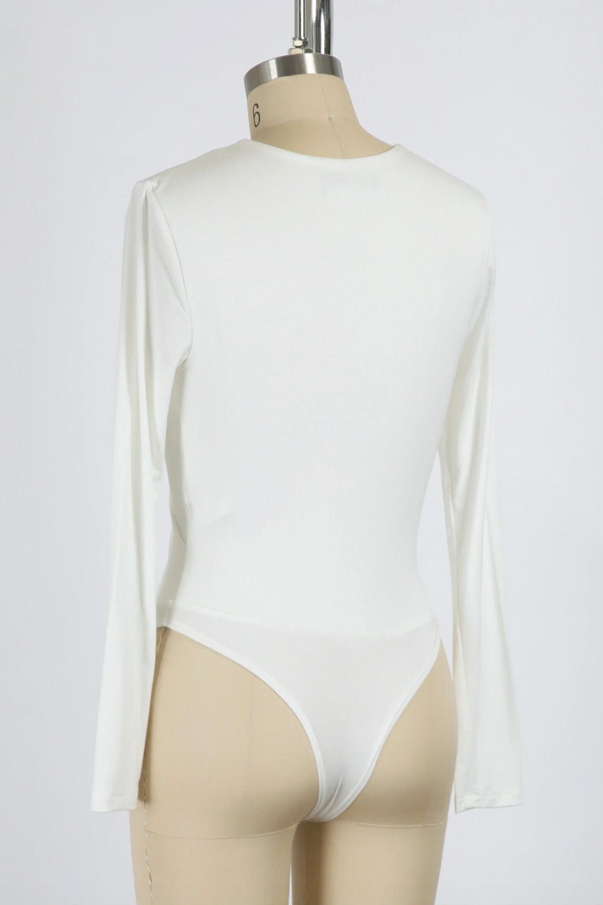 Dressed to Skill White Long Sleeve Underwire Bodysuit