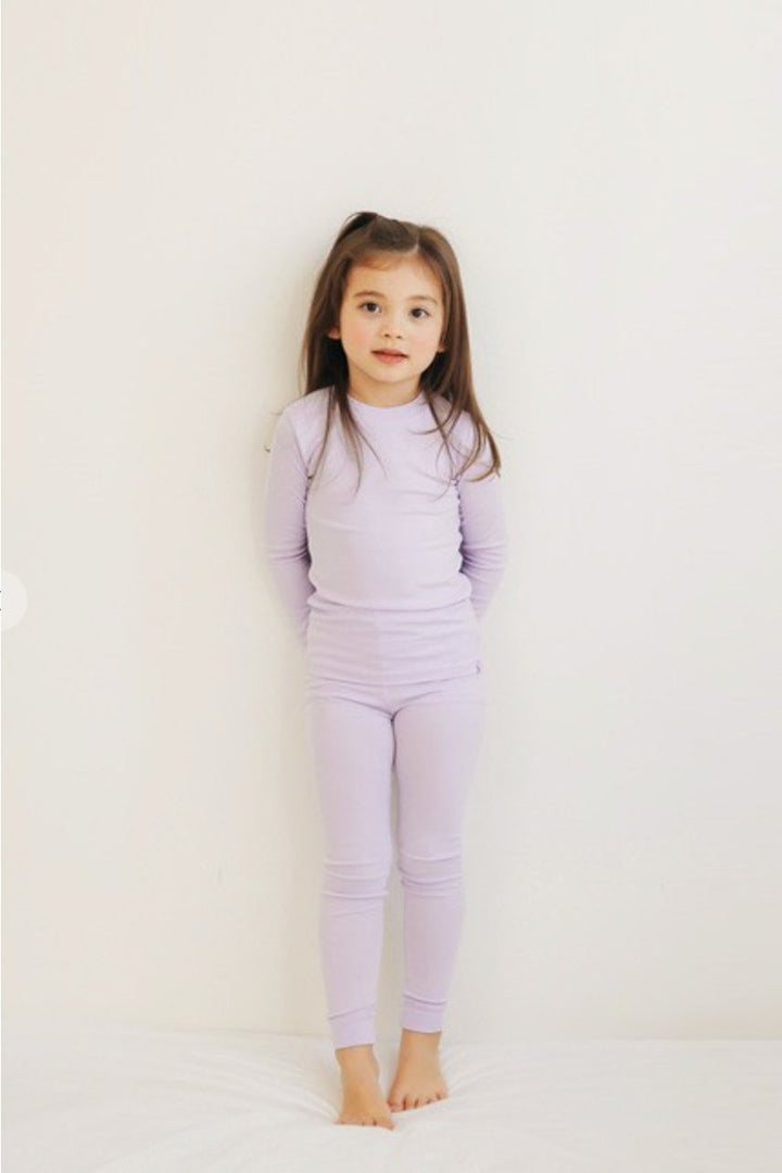 Kids Lavender Solid Knit Pajama Set Kids Salon De Bebe 