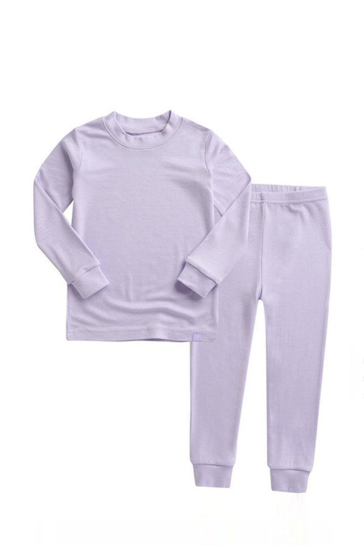 Kids Lavender Solid Knit Pajama Set Kids Salon De Bebe Lavender XS (18-24M) 